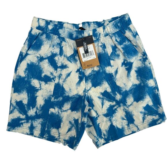 NWT THE NORTH FACE Blue White Tie Dye Cloud Print Shorts Mens Size Small - Picture 1 of 7